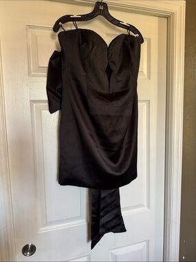 Bardot Black Strapless Satin Mini Dress